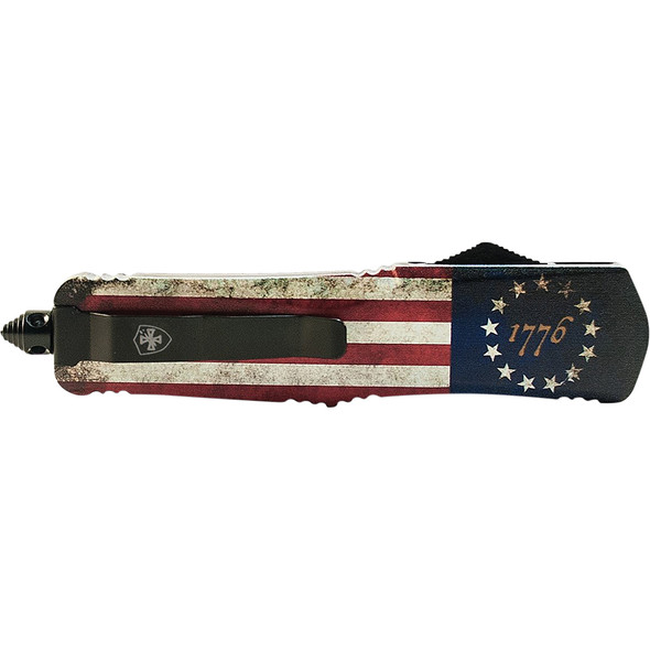GenII Large Premium Alloy Betsy Ross Flag Tanto Serrated 440C Black L-BRF-53-1
