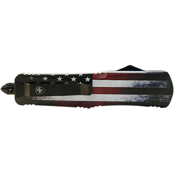 GenII Large Premium Alloy US Flag Dagger Serrated 440C Silver L-US-43-2