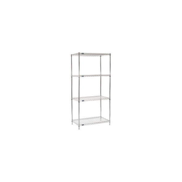Nexel 4 Shelf Chrome Wire Shelving Unit Starter 36""W x 21""D x 96""H