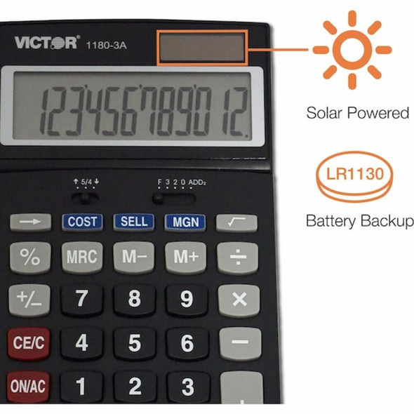 Victor Technology Finance Desktop Calculator,LCD,12 Digits 1180-3A