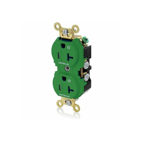 Leviton Duplex Receptacle Outlet,20A,Green,125V 5362-2PN