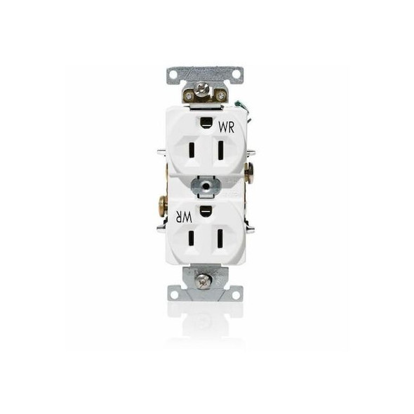 Leviton Duplex Receptacle Outlet,15A,White,125V WBR15-W