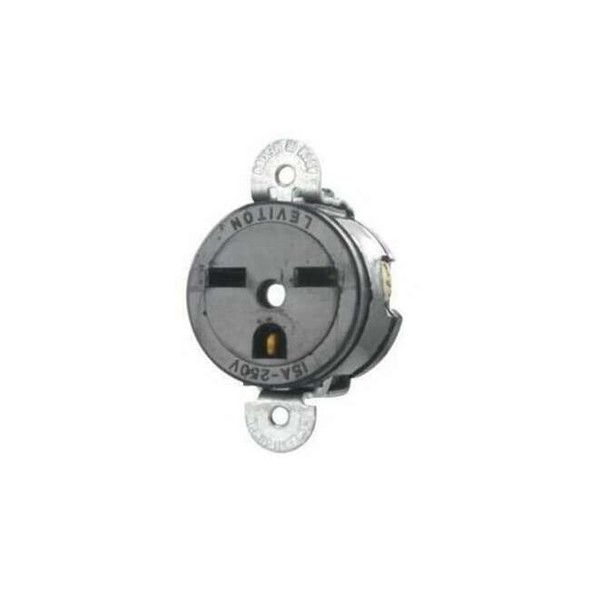 Leviton Single Receptacle Outlet,15A,Black,250V 5658-SS