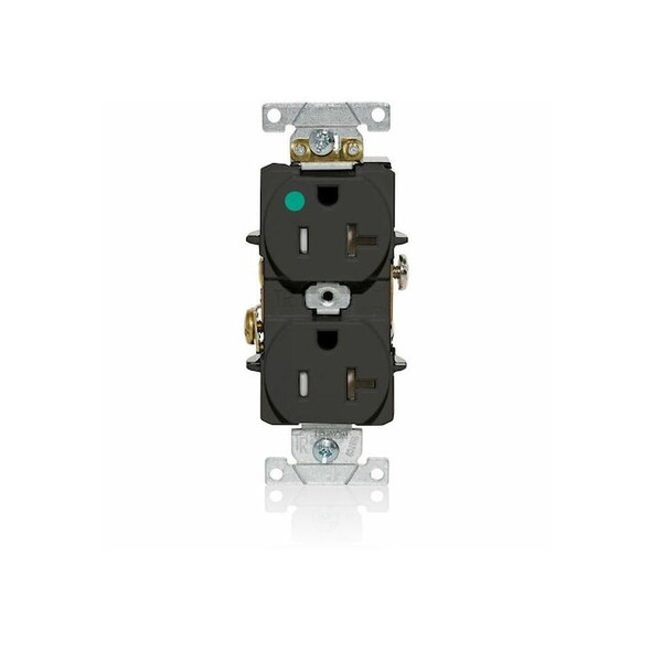 Leviton Duplex Outlet, Black 20A, 125V, TR T8300-E