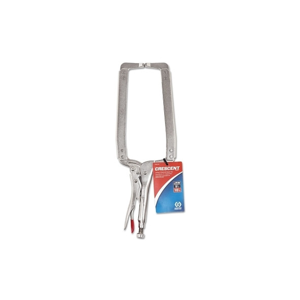 Locking C-Clamp, Regular Pads, Locking Grip, 18 in Long