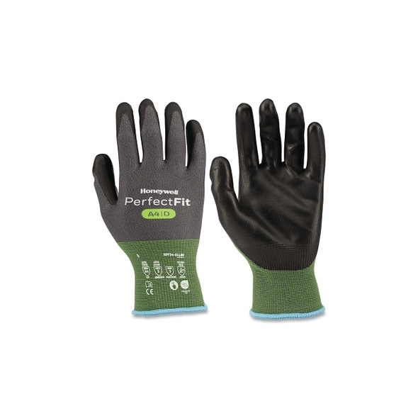 Perfect Fit Cut Resistant Gloves, Polyurethane Coating, 18 Gauge, A4/D Cut level, 8-M
