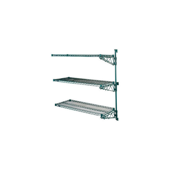 Nexel Poly-Green Adjustable Wall Mount Wire Shelving 3 Shelf Add On 36""Wx14""Dx