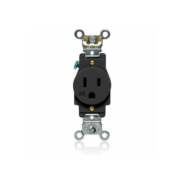 Leviton Single Receptacle,15A,Black,125V W5261-E