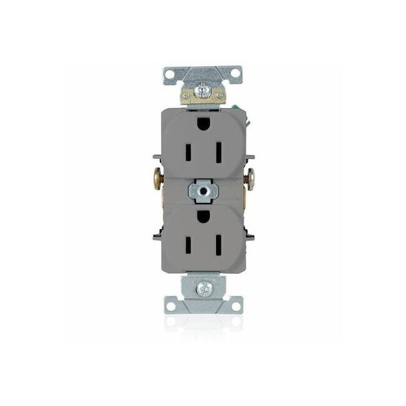 Leviton Duplex Receptacle/Outlet, 15 Amp 5242-GY