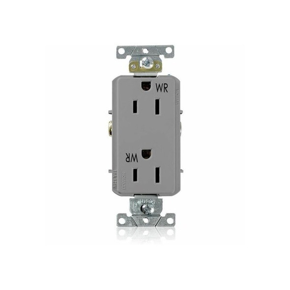 Leviton Receptacle Outlet,15A,Gray,125V WTD15-GY
