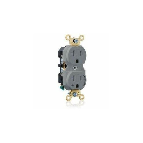 Leviton Duplex Outlet, Gray 20A, 125V, TR 5362-1PG