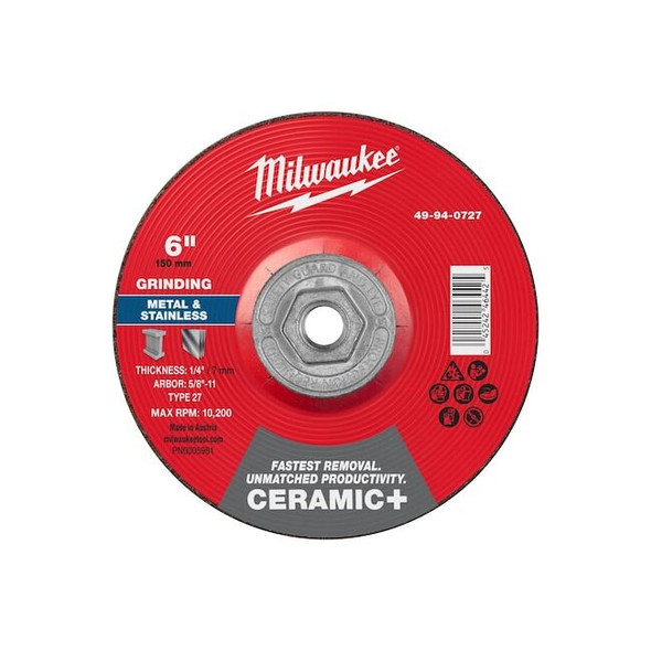 Milwaukee Tool Grinding Wheel,6" dia. 49-94-0727