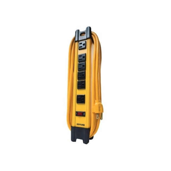 Yellow Jacket Power Strip, Yellow, 5-1/4 in, 6 Outlets 4658