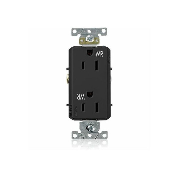 Leviton Receptacle Outlet,15A,Black,125V WDR15-E