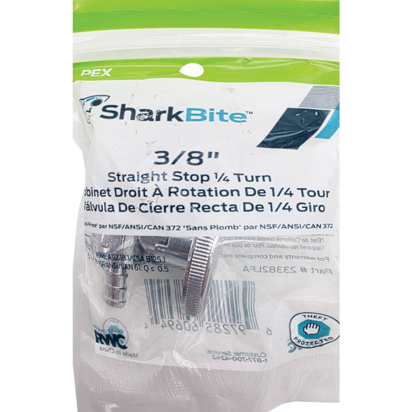 SharkBite 3-8 In. Barb PEX-B Quarter Turn Stop Straight Valve 23382LF 410015