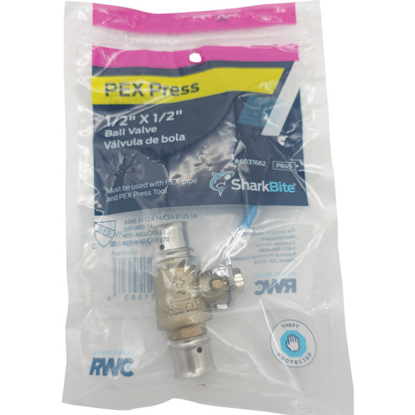SharkBite 1-2 In. PEX Press Brass Ball Valve UCP22461Z 453594