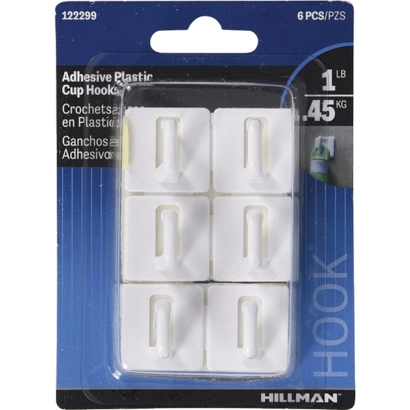 Hillman 1 Lb. Adhesive Plastic Cup Hooks (6-Pack) 122299 256062