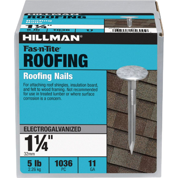 Hillman Fas-n-Tite 1-1-4 In. Electrogalvanized Roofing Nails (5 Lb.) 461458 210931