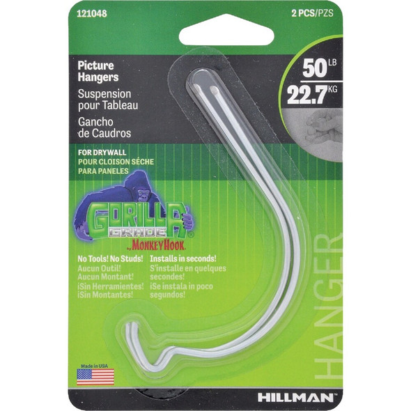 Hillman Monkey Hook Gorilla Grade 50 Lb. Picture Hanger (2-Piece) 121048 221810