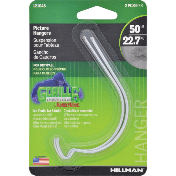 Hillman Monkey Hook Gorilla Grade 50 Lb. Picture Hanger (2-Piece) 121048 221810