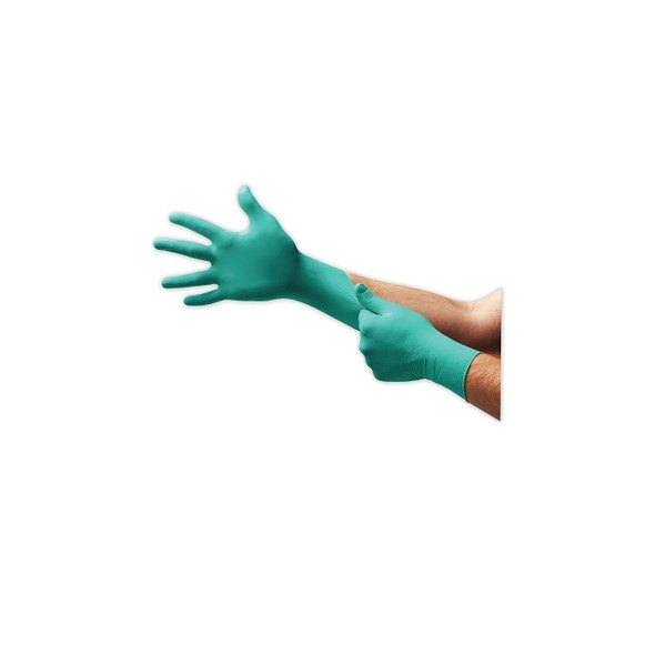 92-500 Disposable Nitrile Gloves, Rolled Cuff, Size 6.5 to 7, Green