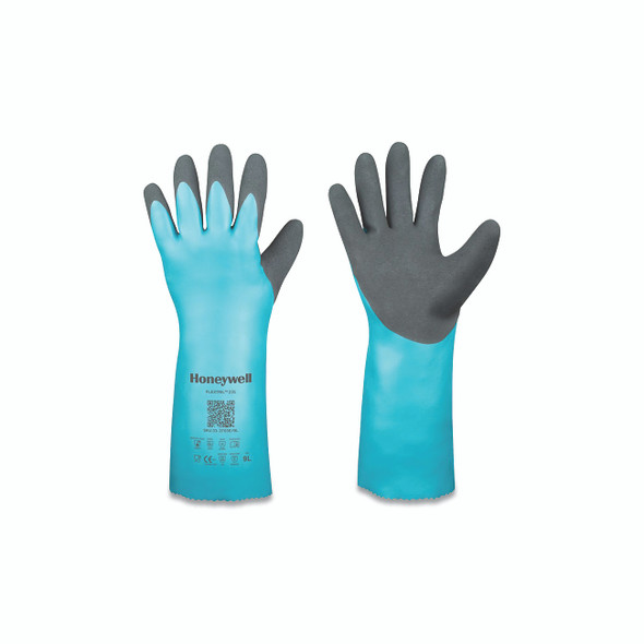 Flextril™ Nitrile Chemical Gloves, 211 Supported, A1/A Cut Resistant, 9/Large, Angel Blue/Green Pack of 12