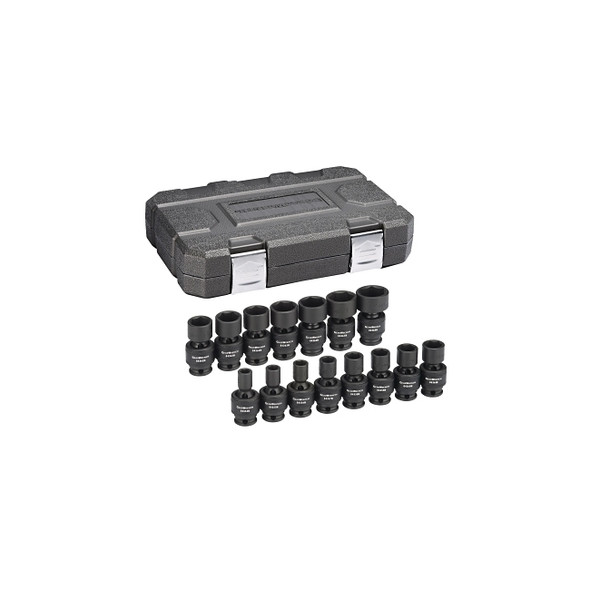 Universal Impact Drive Socket Sets, 3/8 in Drive, 6 Pt, 8-22 mm