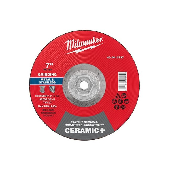 Milwaukee Tool Grinding Wheel,7" dia. 49-94-0737