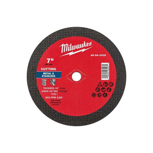 Milwaukee Tool Cut-Off Wheel,5/8" Sz,7" dia. 49-94-0039