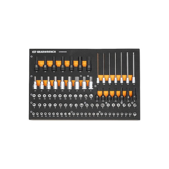 88 Piece 1/4 in, 3/8 in, 1/2 in Drive SAE Bit Socket Set in Foam Storage Tray