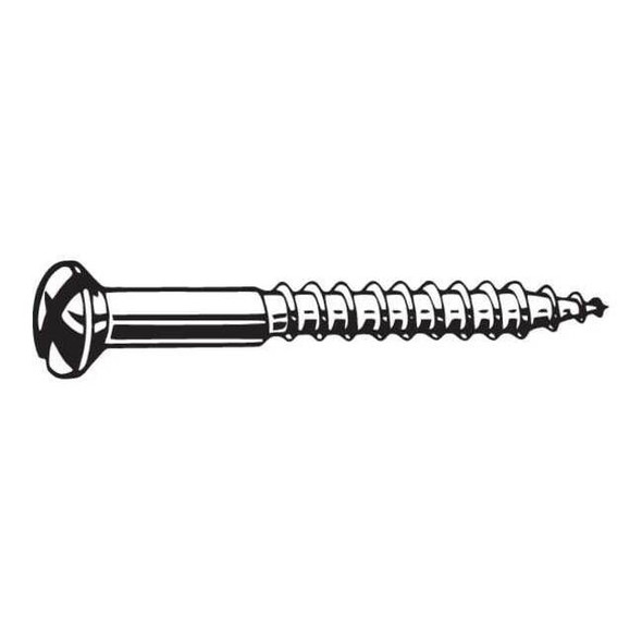 Wood Screw, #6, 1 in, Plain 18-8 Stainless Steel Oval Head Slotted Drive, 100 PK