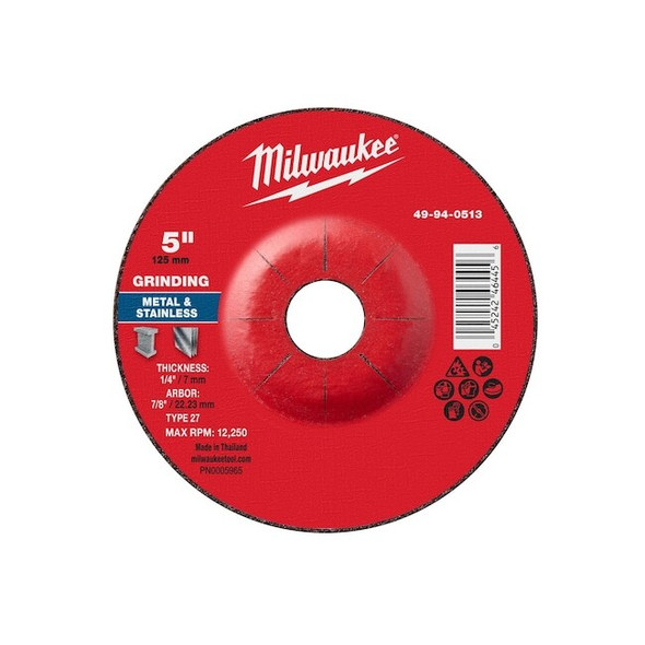 Milwaukee Tool Grinding Wheel,5" dia. 49-94-0513
