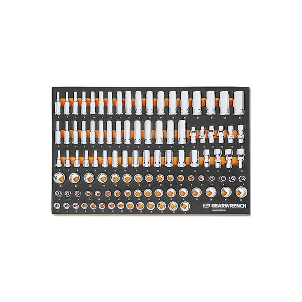 104 Pc. 3/8 in Drive Master Metric Socket Set in Foam Storage Tray