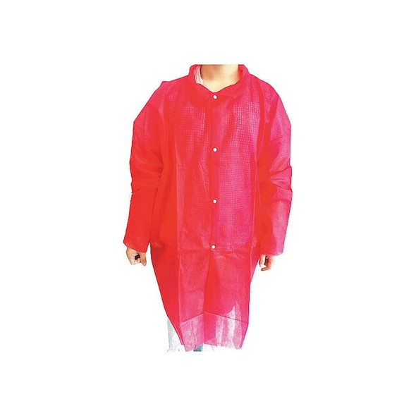 Condor Disposable Lab Coat, Polypropylene, Snaps Closure, Red, 3XL, 30 PK