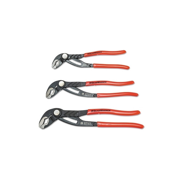 Push Button Tongue and Groove Plier Set, 8 in, 10 in & 12 in, V-Jaw