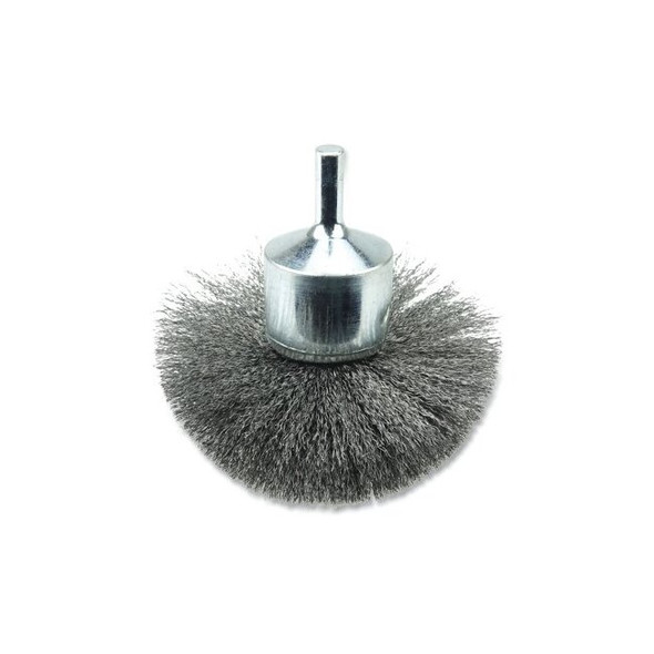 Stem-Mounted Circular Flared End Brush, Steel, 3 in dia, 16000 RPM