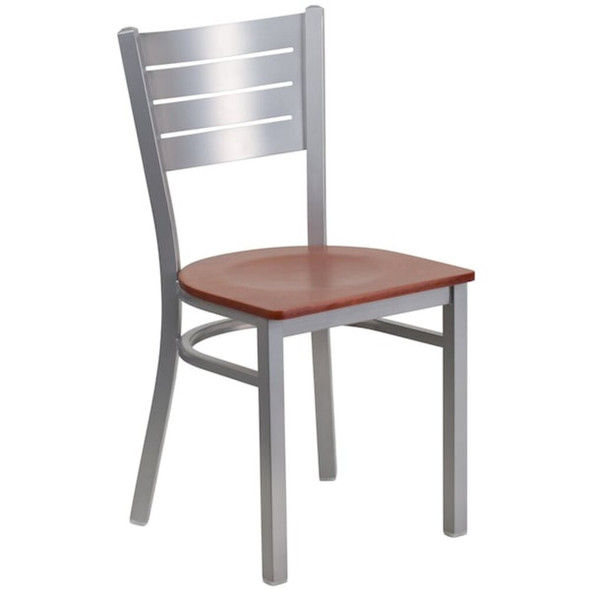 Flash Furniture Silver Slat Chair-Chy Seat,PK2 2-XU-DG-60401-CHYW-GG