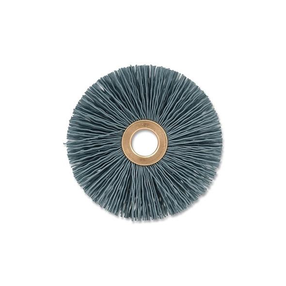 Nylox® Crimped-Filament Wheel Brush, 3 in dia, 1/2 in W, 0.0140 in Bristle dia, Silicon Carbide-Coated Nylon, 10000 RPM