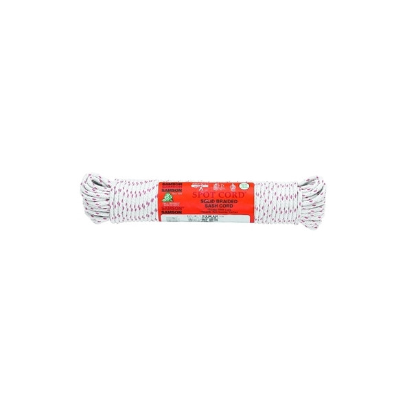 Interlocked Sash Cords, 525 lb Cap., 100 ft, Cotton, White