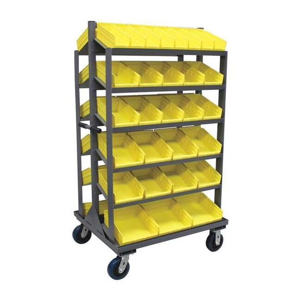 Steel Mobile Pick Rack, 36 in W x 66 in H x 30 in D, 6 Shelves, Gray