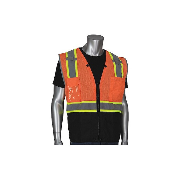 Pip Hi-Vis Vest,Bk Bottom Ripstop,Org,4XL 302-0650D-OR/4X