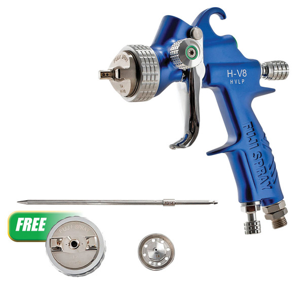 Buy (1) Spray Gun - H-V8 - No Cup 1.4mm  Get (1) H-V8 - Air Cap Set - 1.3mm, 0.3lbs 6863G-H-V8-1.3
