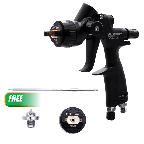 Buy (1) Spray Gun - VALOR - H100  - No Cup 1.4mm Get (1) VALOR - H100 - Air Cap Set - 1.7mm, 0.3lbs 8277H-1.7