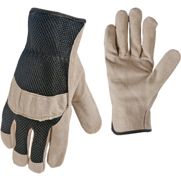 True Grip Men's Medium Suede Cowhide Leather Palm Work Gloves 99142-26