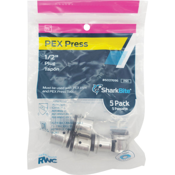 SharkBite 1-2 In. PEX Press Poly Plug (5-Pack) UPP514Z5 412833