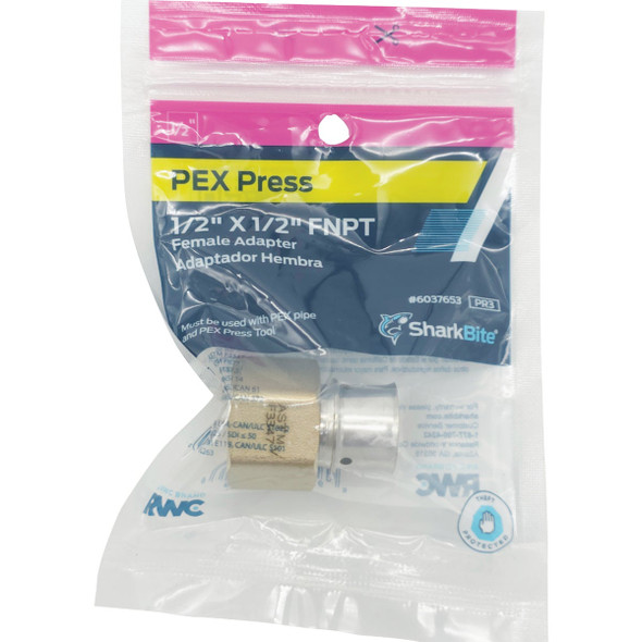 SharkBite 1-2 In. x 1-2 In. FNPT PEX Press Brass Adapter UCP072Z 428532