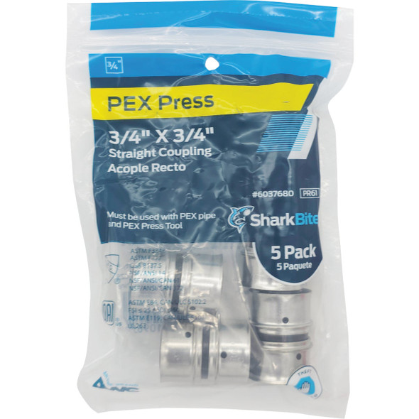 SharkBite 3-4 In. PEX Press Poly Coupling (5-Pack) UPP016Z5 465085