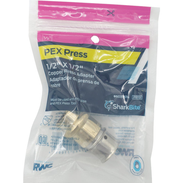 SharkBite 1-2 In.x1-2 In. CU Press Brass Adapter UCP716Z 488931