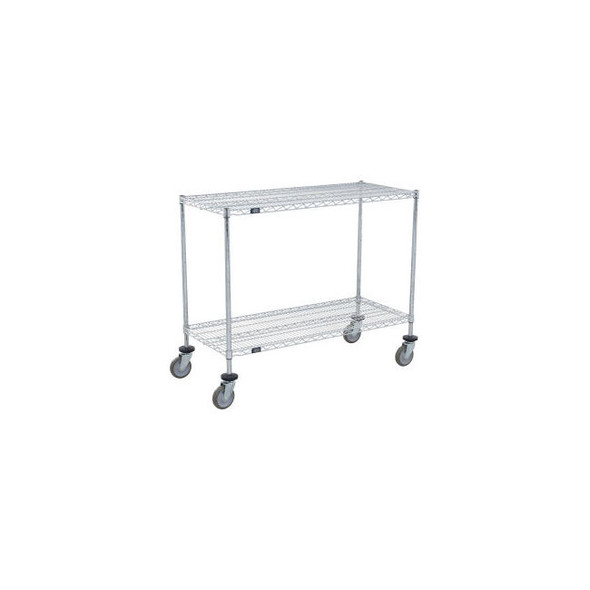Nexel 2 Shelf Shelf Cart Chrome 42""W x 14""D x 40""H Poly Casters 4 Swivel
