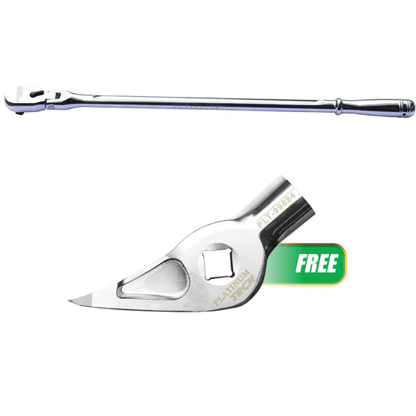 Buy (1) 1/2IN Drive Super Strong Flex Head I-Beam Ratchet Set Get (1) Prybar Adapter for PLT-99682 99682BA